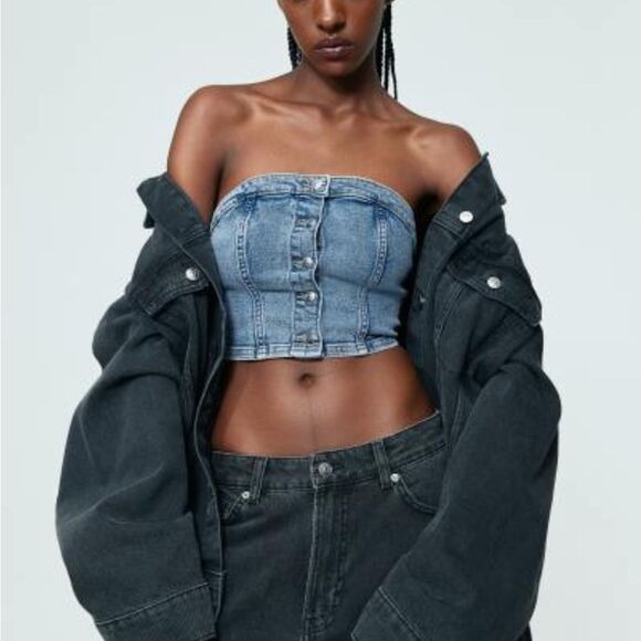 LAST CHANCE Denim Bustier Top - Picture 1 of 5